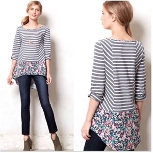 POSTAL STAMP ANTHROPOLOGIE MULTIMEDIA TUNIC SMALL